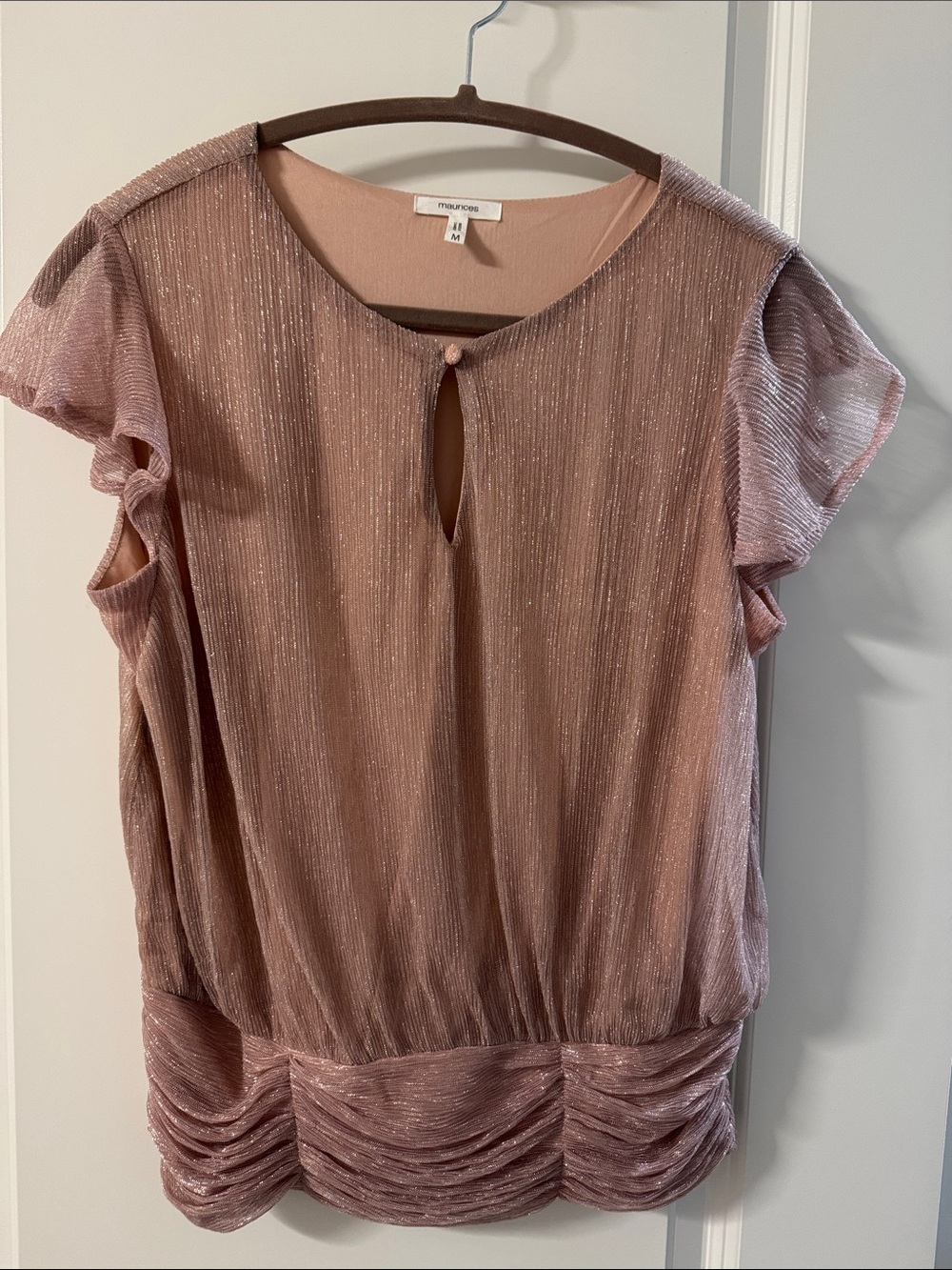 Maurices Dusty Rose Lurex Flutter Sleeve Blouse